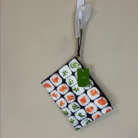 Kate Spade Medium Bella Wristlet Hello Tokyo Sushi Print Zippered Pouch NWT - Picture 4 of 10